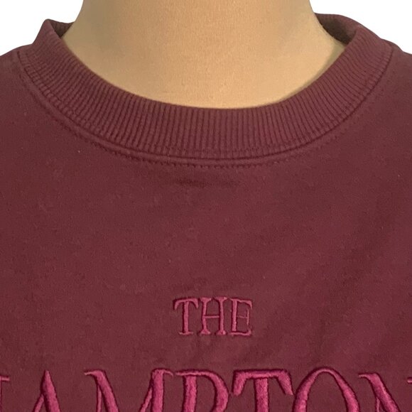 Hamptons Wellness Club Burgundy Cropped Crew Neck Sweatshirt M Spellout Cozy - Picture 4 of 11